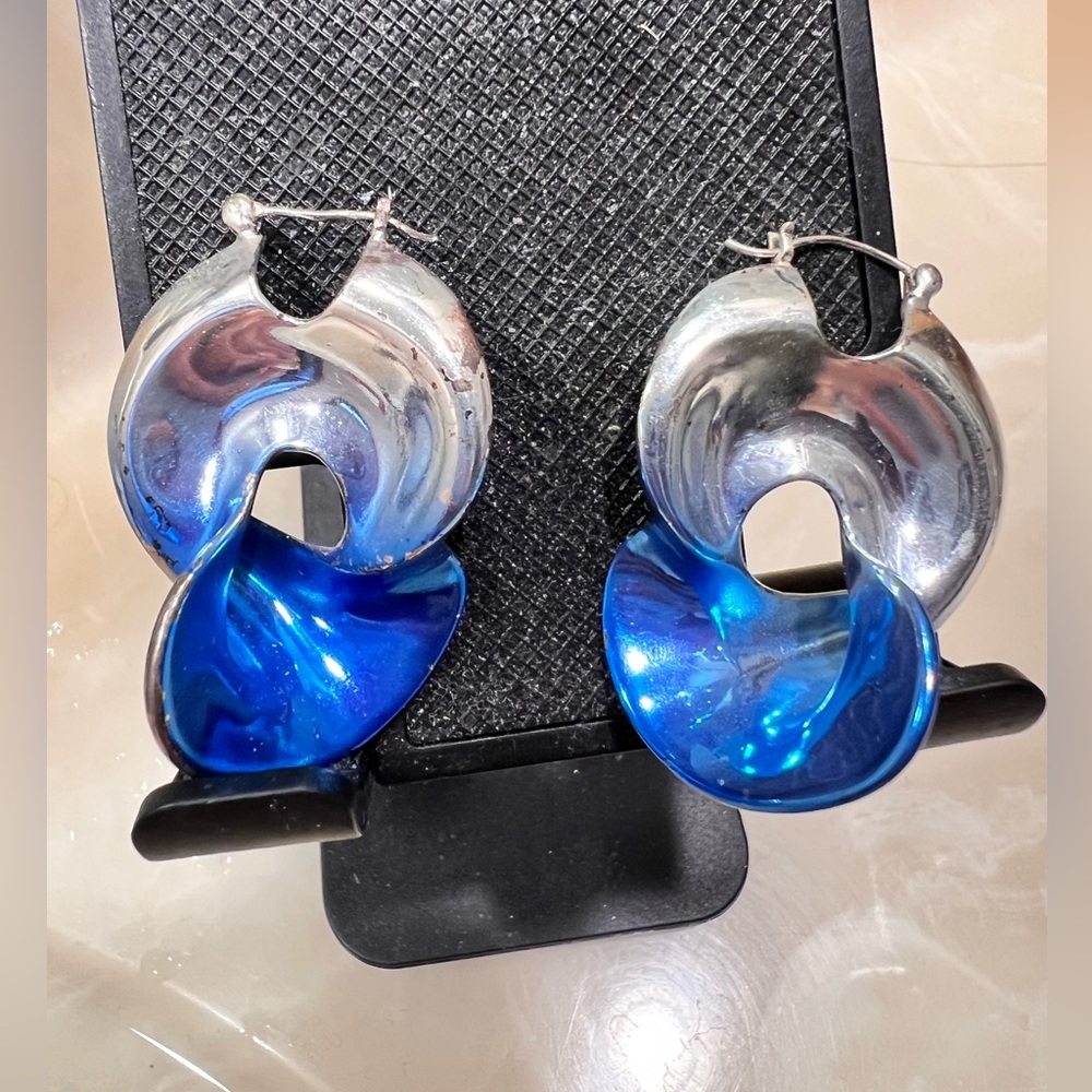 ELLERY Accessories Ombre Blue Silver Liquid Earrings